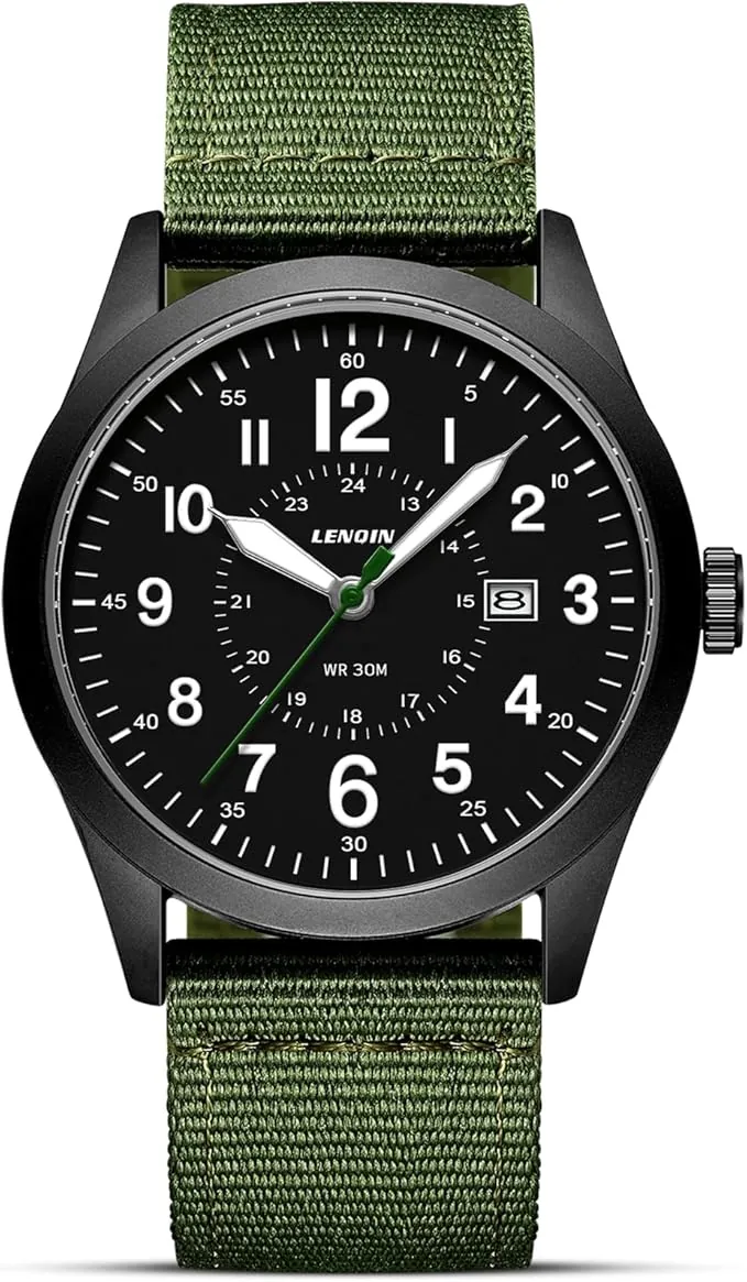 LN LENQIN Reloj Hombre Relojes Militares Relojes Analógicos De Cuarzo para Hombres Relojes De Pulsera Impermeables con Fecha Reloj Deportivo Táctico Militar Correa De Nailon