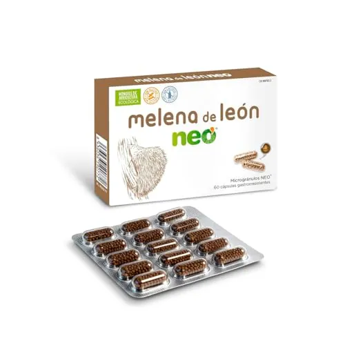 Mico NEO | Hongos Melena de León | Apoyo Digestivo Natural | Apto para Vegetarianos | Sin Gluten ni Derivados Lácteos | Microgránulos NEO | 60 Cápsulas