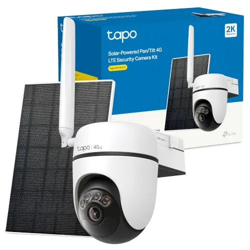 Tapo C615G Kit - 4G LTE Solar Security Camera with Pan/Tilt 360°, Color Night Vision, AI Person/Vehicle/Pet Detection, Local and Cloud Storage