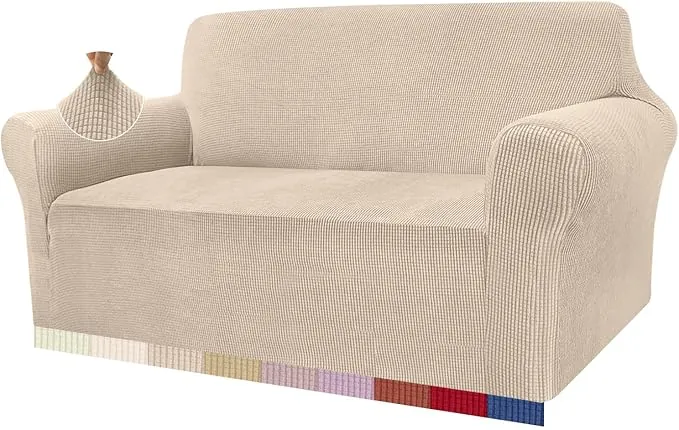 Granbest Funda de sofá de Alta Elasticidad, Moderna Funda de sofá de Jacquard elástico para salón, protección para Perros y Mascotas, 2 plazas, Beige