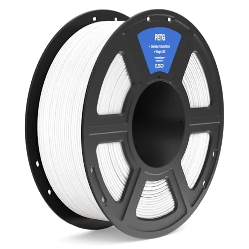 ELEGOO Filamento PETG 1.75 1KG Blanco, Filamento PETG para Impresora 3D, Precisión Dimensional +/- 0.02mm, Carrete Filamento 3D, para Mayoría Impresoras 3D