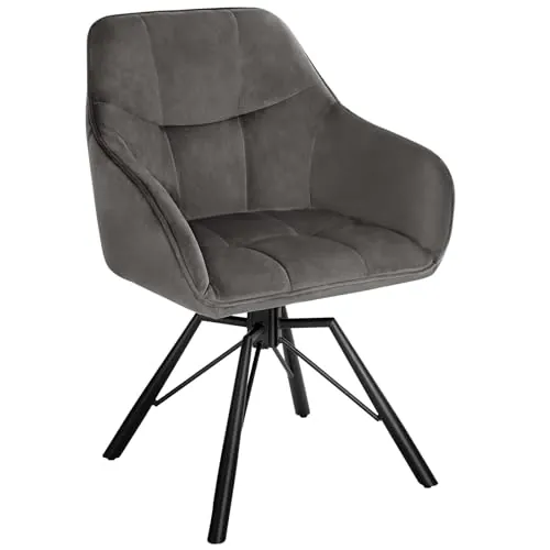 WOLTU Silla de Comedor Giratoria,Terciopelo,Gris Oscuro