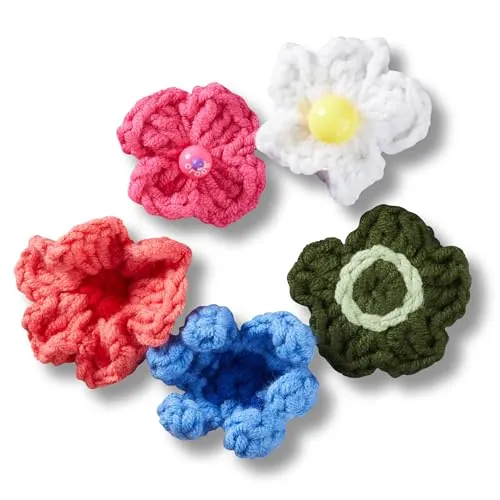 Crocs Colgantes de zapatos de ganchillo, mezcla de flores, multicolor, talla única, 5 unidades, multicolor, talla única