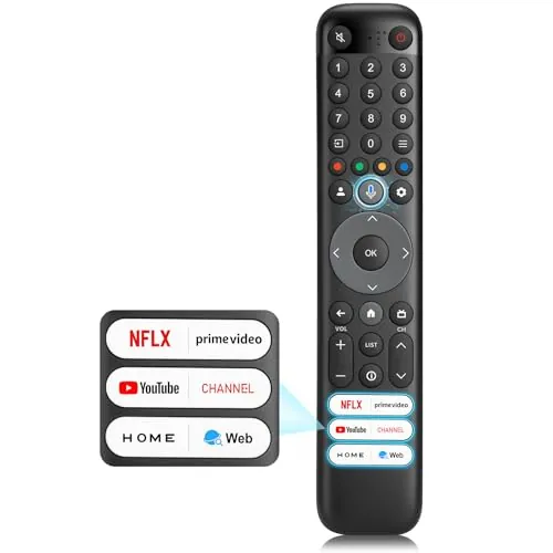 Mando-Universal-para-TCL-Smart-TV, Mando a Distancia por Voz para TCL TV | Mando a distancia de repuesto RC833 para TCL con Google/Android TV, 6 atajos, búsqueda por voz, material ABS