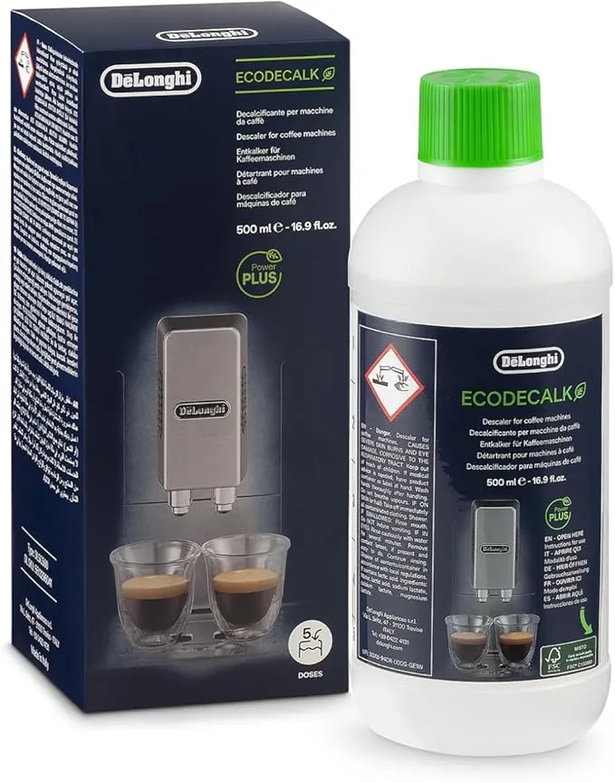 De'Longhi EcoDecalk Descalcificador DLSC500, 5 Dosis De Descalcificación, Accesorio De Mantenimiento Para Máquina De Café, Ingredientes De Origen Vegetal, Botella Con 5 Dosis, 500ml