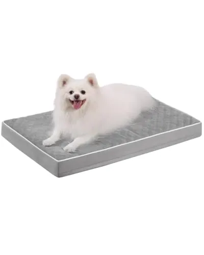 KSIIA Cama para Perros Medianos Ortopédica, Colchón Perro Lavable, Colchoneta Perro Impermeable, Dog Bed con Funda Extraíble, Gris, 88x55x7cm